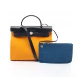 HERMES Herbag Zip PM Orange/Navy