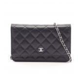 CHANEL Chain Wallet Black SHW
