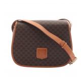 CELINE Macadam Shoulder Bag Dark Brown