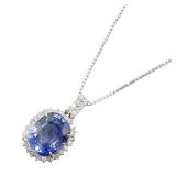 Sapphire Diamond Platinum Necklace