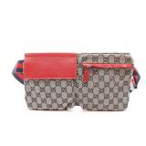 GUCCI GG Canvas Waist Bag Beige/Navy/Red