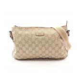 GUCCI GG Canvas Shoulder Bag Beige