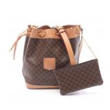 CELINE Macadam Shoulder Bag Dark Brown