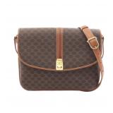 CELINE Macadam Shoulder Bag Dark Brown