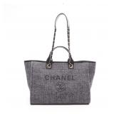 CHANEL Deauville 2Way Tote Gray