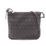 FENDI Zucchino Shoulder Bag Brown/Black
