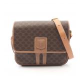 CELINE Macadam Shoulder Bag Dark Brown
