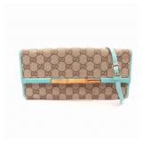 GUCCI Bamboo Shoulder Bag Beige/Blue