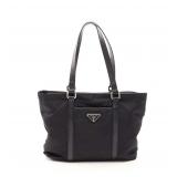 PRADA Logo Plate Tote Black