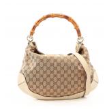 GUCCI Bamboo GG Canvas 2Way Beige