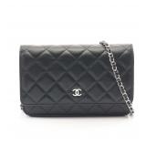 CHANEL Chain Wallet Black SHW