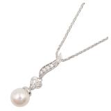 Pearl Diamond K14WG Necklace
