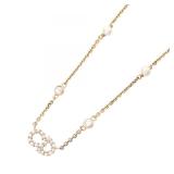 Dior CD Logo Pearl Rhinestone Necklace