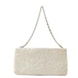 Chanel CC SHW Camellia Flower Pouch Silver
