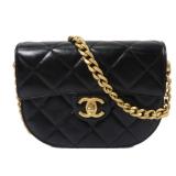 Chanel GHW Round Messenger Black
