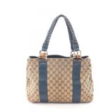 Gucci Bamboo GG Canvas Tote Beige Blue