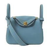 Hermes GHW Mini Lindy Blue Jean