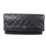 Chanel CC GHW Fold Over Clutch Black