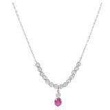 Ruby Diamond 14K White Gold Necklace