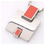 Hermes Eileen Necklace Silver Red