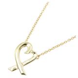 Tiffany Rubbing Heart Necklace 18K Gold