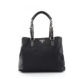 Prada Triangle Logo Tote Bag Black