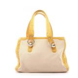 Celine Embossing Shoulder Bag Beige Yellow