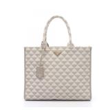 Prada Jacquard Symbol Tote Gray White