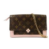 LV Flore Chain Wallet Brown Pink