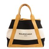 Balenciaga Navy Cabas Tote White Black