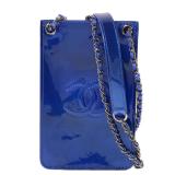 Chanel CC SHW Phone Holder Metallic Blue