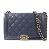 Chanel Boy Chain Handbag Navy