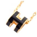 Hermes Mini Pop H Gold Black Necklace