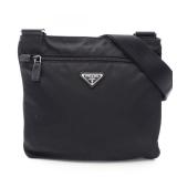 Prada Triangular Plate Shoulder Bag Black