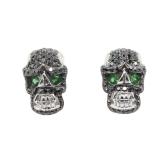 Green Garnet Black Diamond Earrings