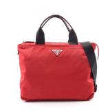Prada Triangle Logo Tote Red