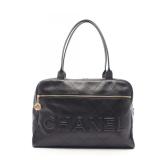 Chanel Logo Bowling Bag Black