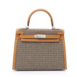 Hermes Kelly 28 Sesame Toile Swift