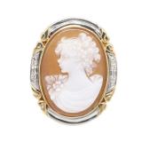 Jewelry Cameo Ring Pt900 K18YG