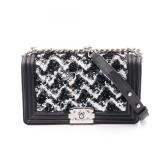 Chanel Boy 25 Sequins Black White