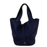 Hermes PHW Picotin PM Blue Saphir