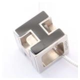 Hermes H Cube Silver Black Necklace