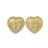 Chanel Crystal Heart Gold Earrings