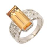 Imperial Topaz Diamond Ring Pt900