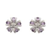 K18WG Amethyst Diamond Pierced Earrings