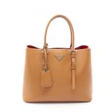 Prada Triangle Logo Tote Brown