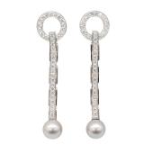 CARTIER Himalia Pearl Diamond K18WG Earrings