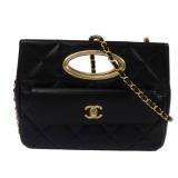 Chanel Cutout Handle Clutch Black