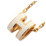 Hermes Mini Pop H Necklace GP White