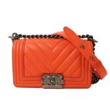 Chanel Boy 20 SHW Red Orange